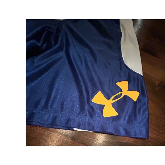 Under Armour Shiny Silky Perimeter Long Basketball Shorts Blue Men's Sz Medium - Picture 3 of 5